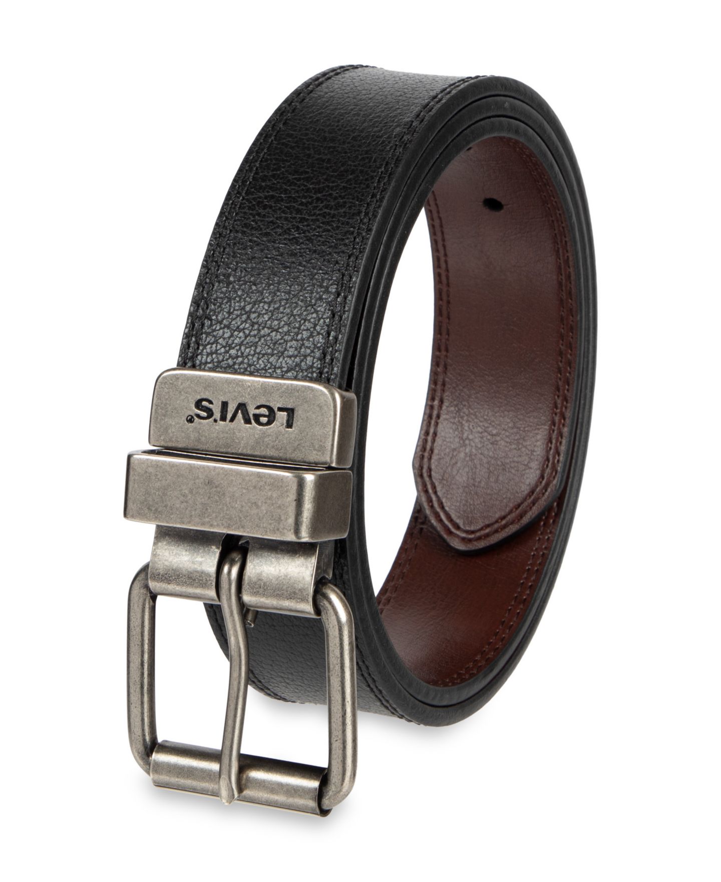 Мужской ремень Levi's Reversible Buckle Belt, цвет: Чёрный / Коричневый, вариант 1 — фото 2