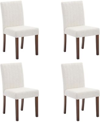 Parsons Button Tufted Dining Chairs Set of 4, Upholstered Fabric Chairs with Wood Legs, Vertical Stripe