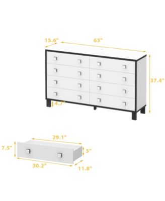 63" 8-Drawer Bedroom Dresser , Modern Chest of Drawers