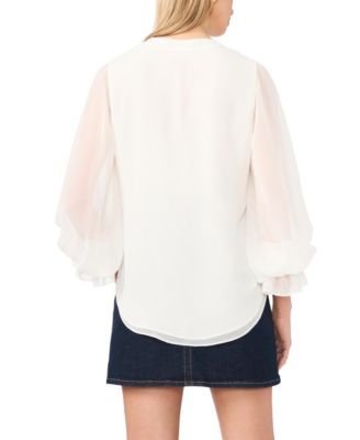Women's Split-Neck Long-Sleeve Top