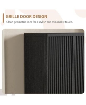 Modern Wooden Shoe Cabinet 31.5 inch with Adjustable Shelves Fluted Door – Narrow Standing Shoe Organizer Holds 25–30 Pairs for Entryway