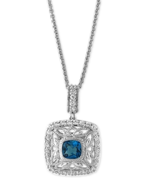 image of Effy London Blue Topaz (1-1/4 ct. t.w.) and White Sapphire (1/2 ct. t.w.) Pendant Necklace in Sterling Silver