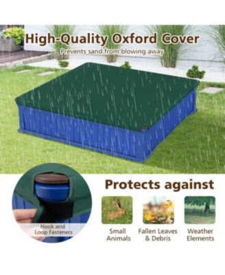 Kids Outdoor Sandbox with Cover and 4 Corner Seats