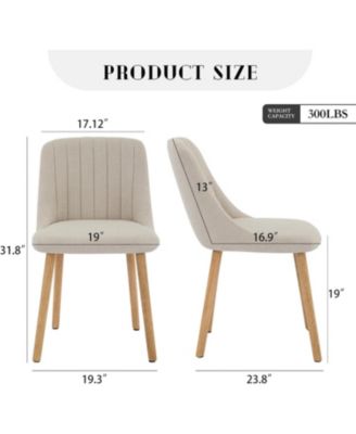 Dining Chairs Set of 6, Upholstered Fabric Chairs with Curved Back & Oak Legs, Beige