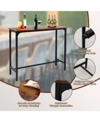 48'' Rectangular Bar Table Kitchen Dining Table w/ Steel Frame & Adjustable Feet