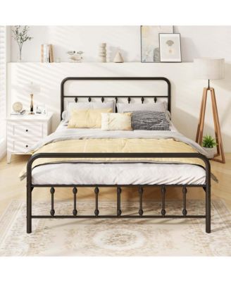 Queen Size Bed Frame with Headboard Under Bed Storage No Box Spring Needed
