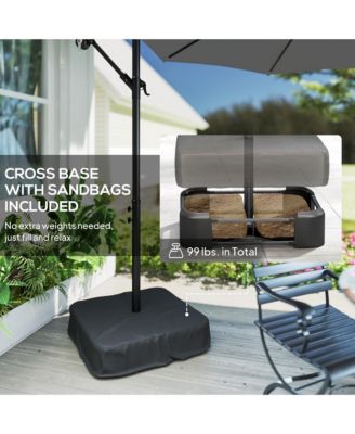 10 ft Offset Cantilever Patio Umbrella w/ Light, Weight,