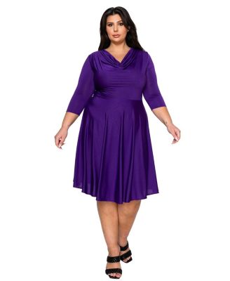 Plus Size Amoretti Cowl Neck Flare Dress