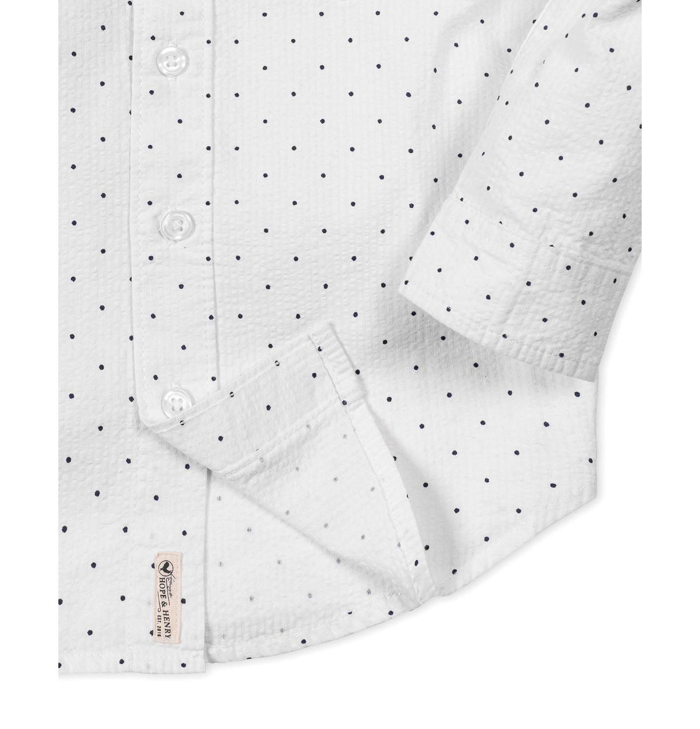 Рубашка Hope & Henry Organic Long Sleeve Seersucker Shirt для мальчиков, цвет: Delft Dot Seersucker — фото 3