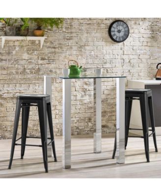 30'' Set of 4 Stackable Backless Metal Bar Stools w/ Footrest for Kitchen