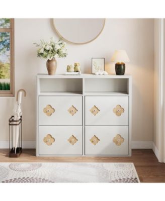 Shoe Cabinet with 4 Flip Drawers Slim Hidden Wood Shoe Cabinet with Storage and Handle Narrow Freestanding Shoe Organizer Cabin