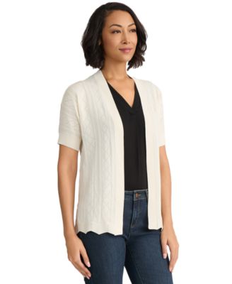 Petite Open Stitch Short-Sleeve Cardigan
