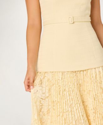 Women's Square Neck Drop-Waist Maxi Dress