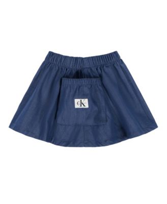 Baby Girls' Shirred Bodysuit and Flared Denim Skirt, 2-Piece Set