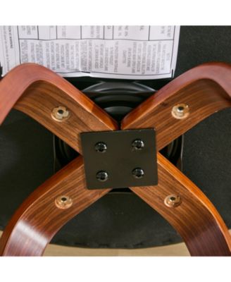 Set of 2 Swivel Wood Bar Stools with Low Back and Cushioned Seat