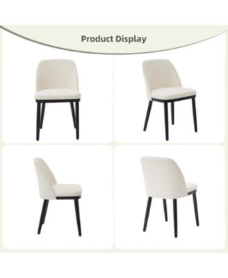 Dining Chairs Set of 6, Upholstered Chairs with Padded Seat & Wood Legs