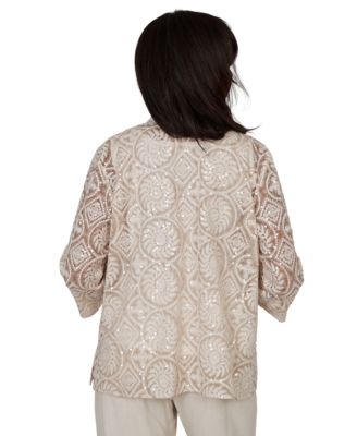 Petite Sequin Medallion Two-In-One Collared Top