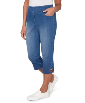 Petite Port Side Colored Button Denim Capri Jeans