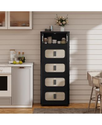 Retro 20" Wide Folding Storage Cabinet, 5 Tiers, Collapsible with Wheels