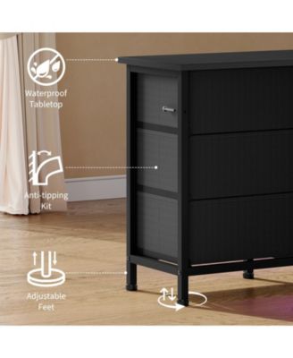 63 Inch TV Stand Dresser with 10 Drawers, Long Entertainment Center for TVs Up to 75 Inch, Fabric Storage Media Console