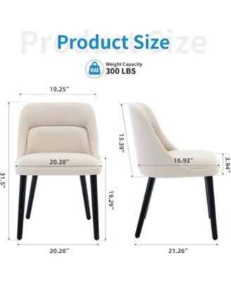 Linen Dining Chairs Set of 2, Upholstered Chairs with Wood Legs