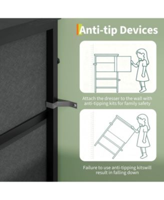 8 Drawer Fabric Dresser TV Stand with Wooden Top,Metal Frame Storage Chest,Wide Closet Organizer for Bedroom Living Room