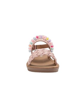Little Girls Girl's  Fashion Sandals Woven Vamp Style with Beads and Logo Charm