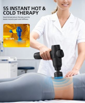 Deep Tissue Massage Gun with Heat & Cool Therapy, 20 Speeds, 7 Heads, Quiet Recovery Massager