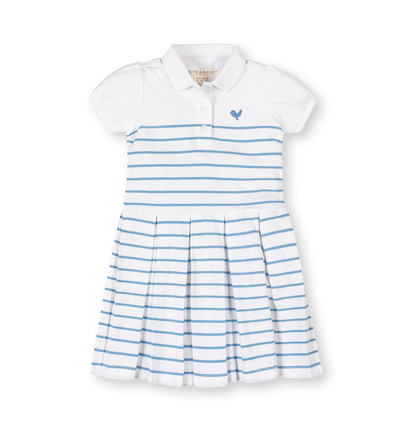Платье Hope & Henry Organic Puff Sleeve Pique Polo Dress для девочек-малышей, цвет: Полосатый — фото 1
