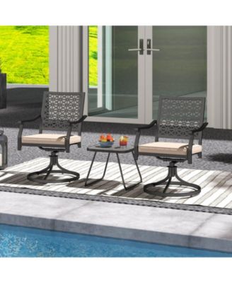 2 PCS Outdoor Swivel Chairs Patio Dining Chairs with Padded Cushions High Back