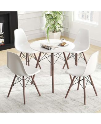 Dining Table Set Modern 5 PCS For 4 Round Dining Room Table Set with Solid Wood Leg