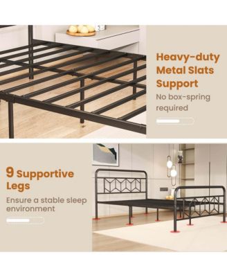 Full Size Bed Frame Mattress Foundation with Headboard 12.5" Under-bed Storage