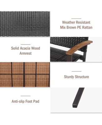 Outdoor Patio Rattan Wicker Bench Loveseat Chair Armrest Garden Deck