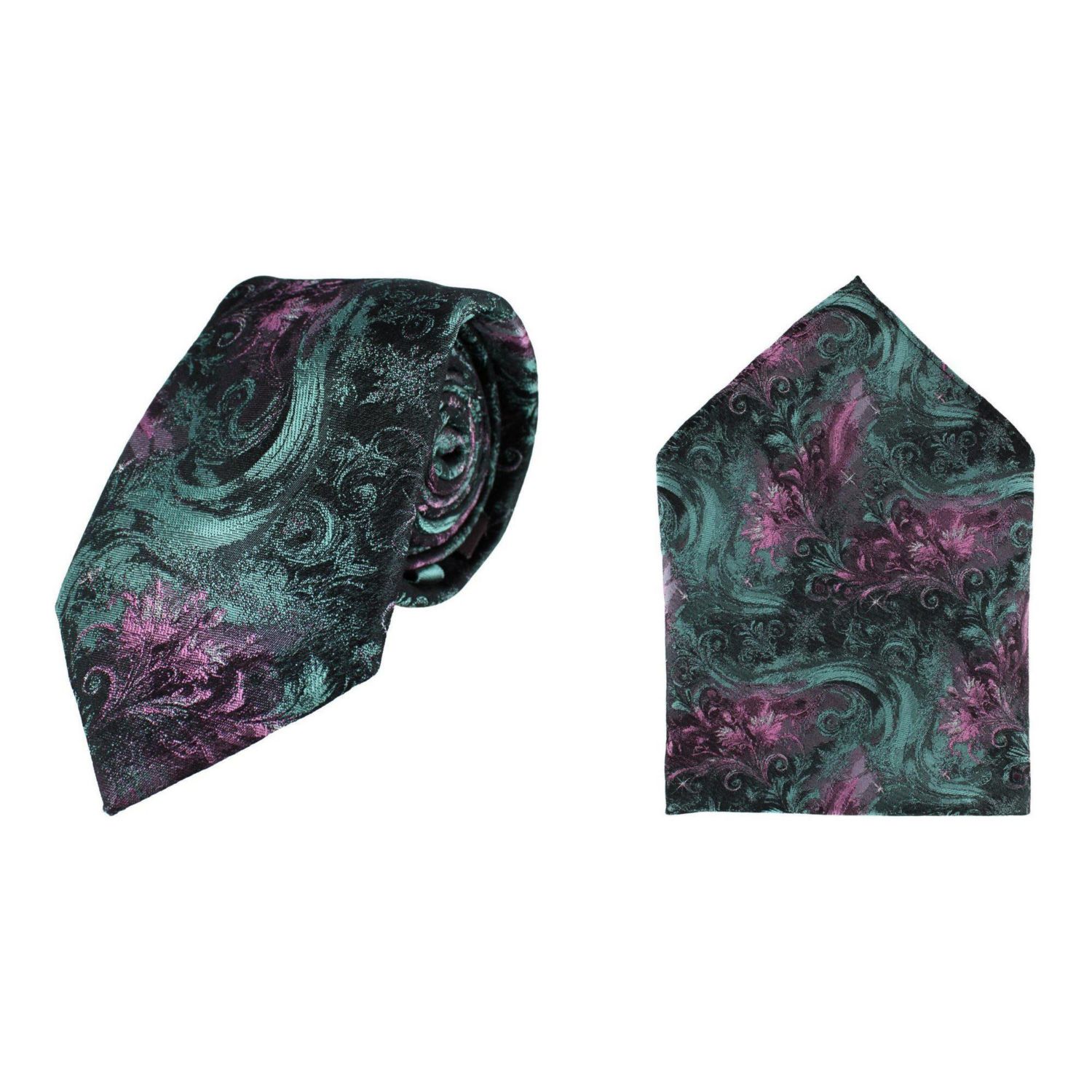 Big & Tall Arcane Storm Silk Tie and Pocket Square Bundle