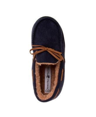 Little Boys Moccasins Slippers Classic Fuzzy Lining Cozy Indoor/Outdoor Sole (Little 11-12/ 13-4)