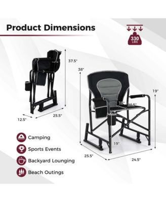 Outdoor Rocker Camping Chair for Adults with Dual Springs Padded Back