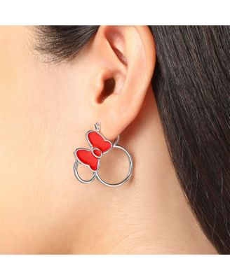 Minnie Mouse Bow Earring Set, 3 Pairs (Hoops, Drops & Studs), Silver Tone