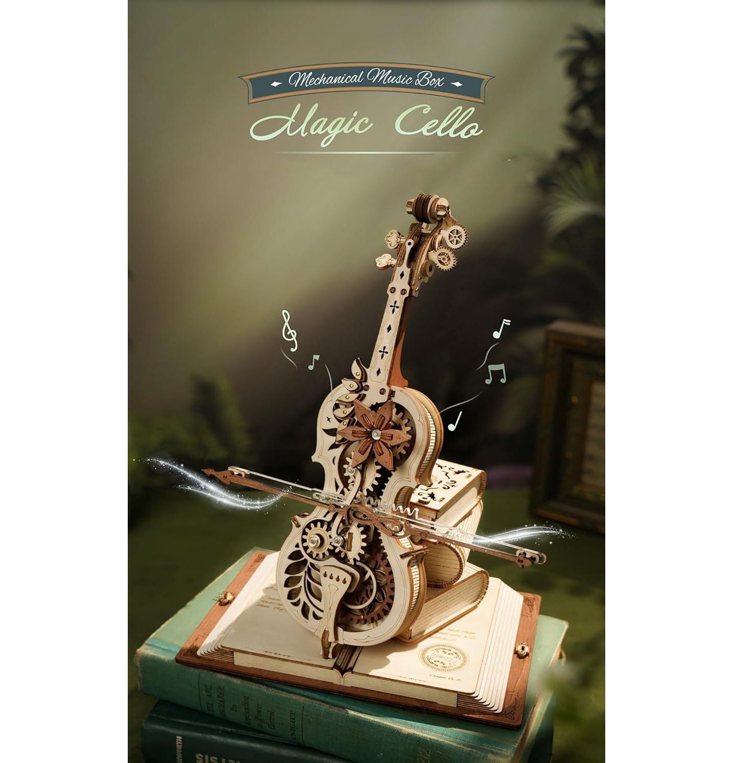 Пазлы Robotime Magic Cello Adults 3D Puzzles, 3D Wooden Puzzles for Adults, Wooden Music Box Puzzle to Build, Unique Music Gift Hobby Kits Festival Gift, цвет: Бежевый — фото 2