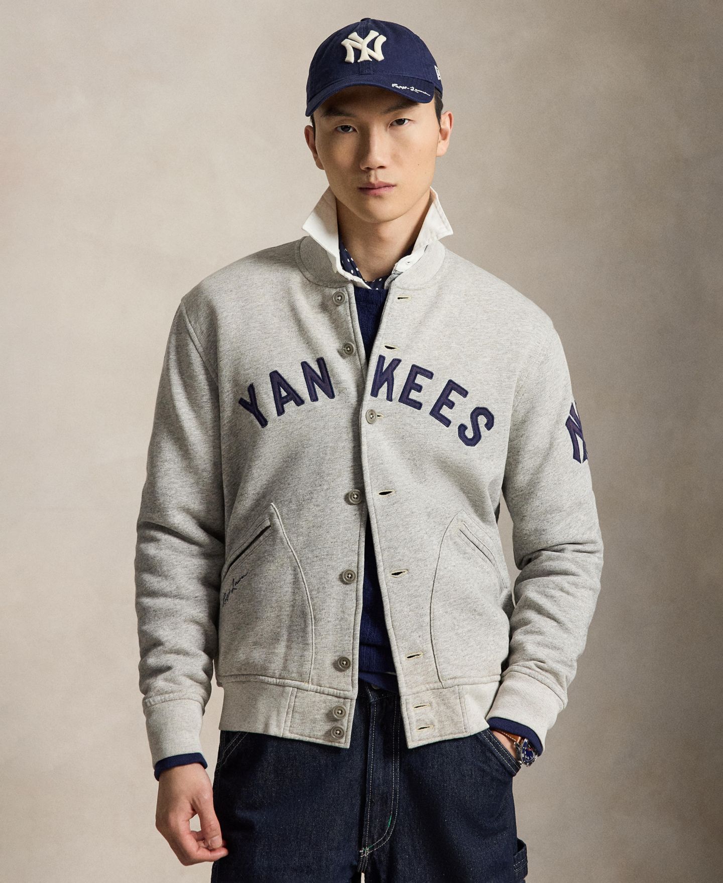 Женский свитшот Polo Ralph Lauren and New York Yankees™ Long-Sleeve Sweatshirt, цвет: Меланжевый — фото 1
