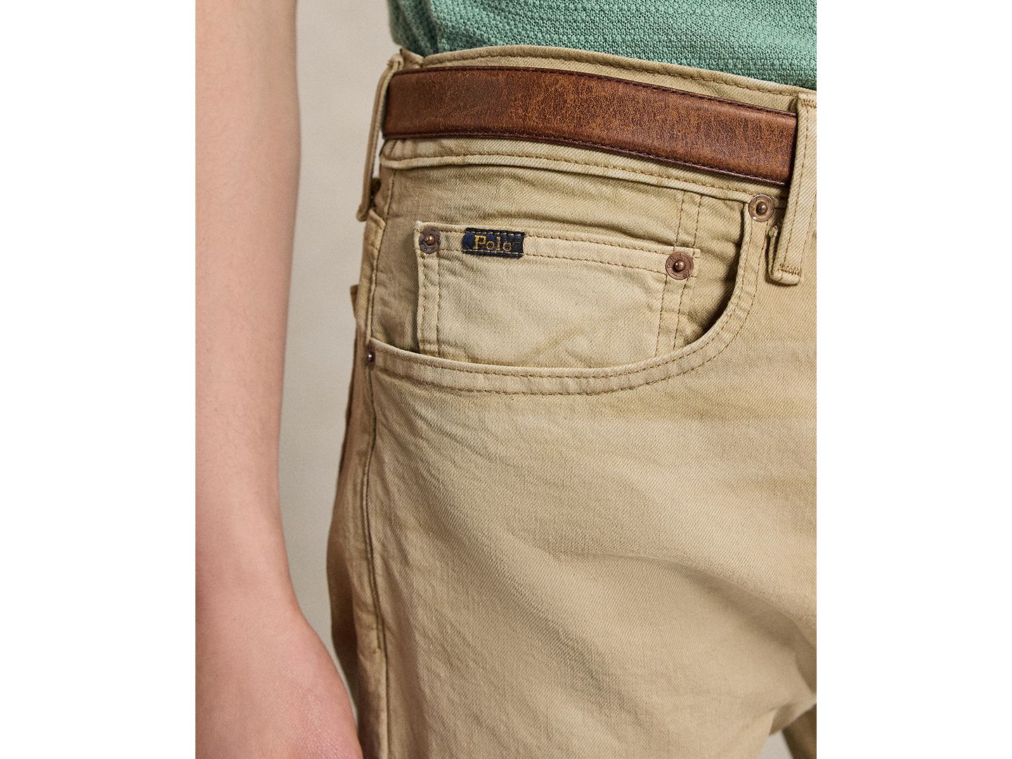 Мужские джинсы Polo Ralph Lauren Varick Slim Straight Stretch, цвет: Хаки — фото 4