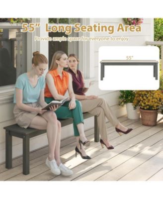 55 Inch HDPE Outdoor Bench for Patio and Garden