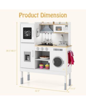 Pretend Play Kitchen Toy with Range Hood, Ice Maker & Telephone