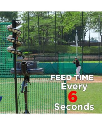 Automatic Baseball Pitching Machine Feeder and Soft Toss Trainer 2 in 1 System w/ Height Adjustable Base and Extendable Ball Stacker