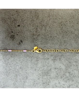 Purple Enamel Nugget Bead Necklace 14K Gold-Plated Sterling Silver