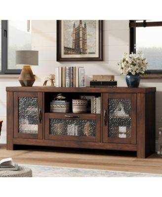 55.2'' Modern Sideboard Buffet Cabinet with Acrylic Door Storage Cabinet, Farmhouse Coffee Bar Cabinet with Shelves