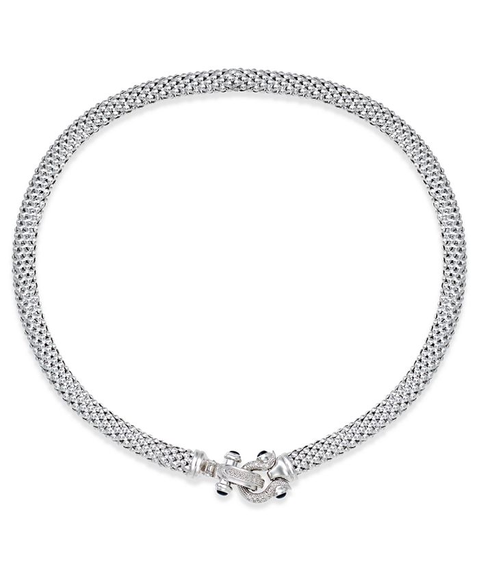 Macy's Diamond Horseshoe Clasp Mesh Necklace (1/3 ct. t.w.) in Sterling ...
