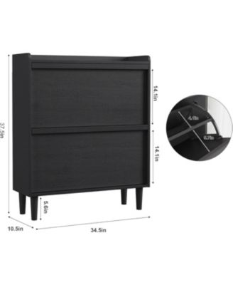 Shoe Cabinet with 2 Flip Drawers, Narrow Shoe Storage Cabinet with Adjustable Shelves and Hidden Handle