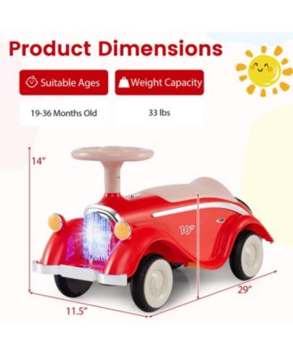 Toddler Ride On Toy Classic Sliding Car with Horn & LED Headlight