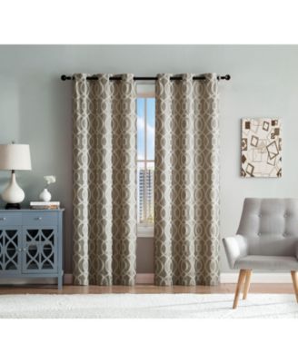 Royal Living 2 Pack Venetian Semi Sheer Lattice Grommet Top Curtain Panels