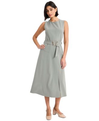 Women's Crewneck Sleeveless Flare Midi Dress